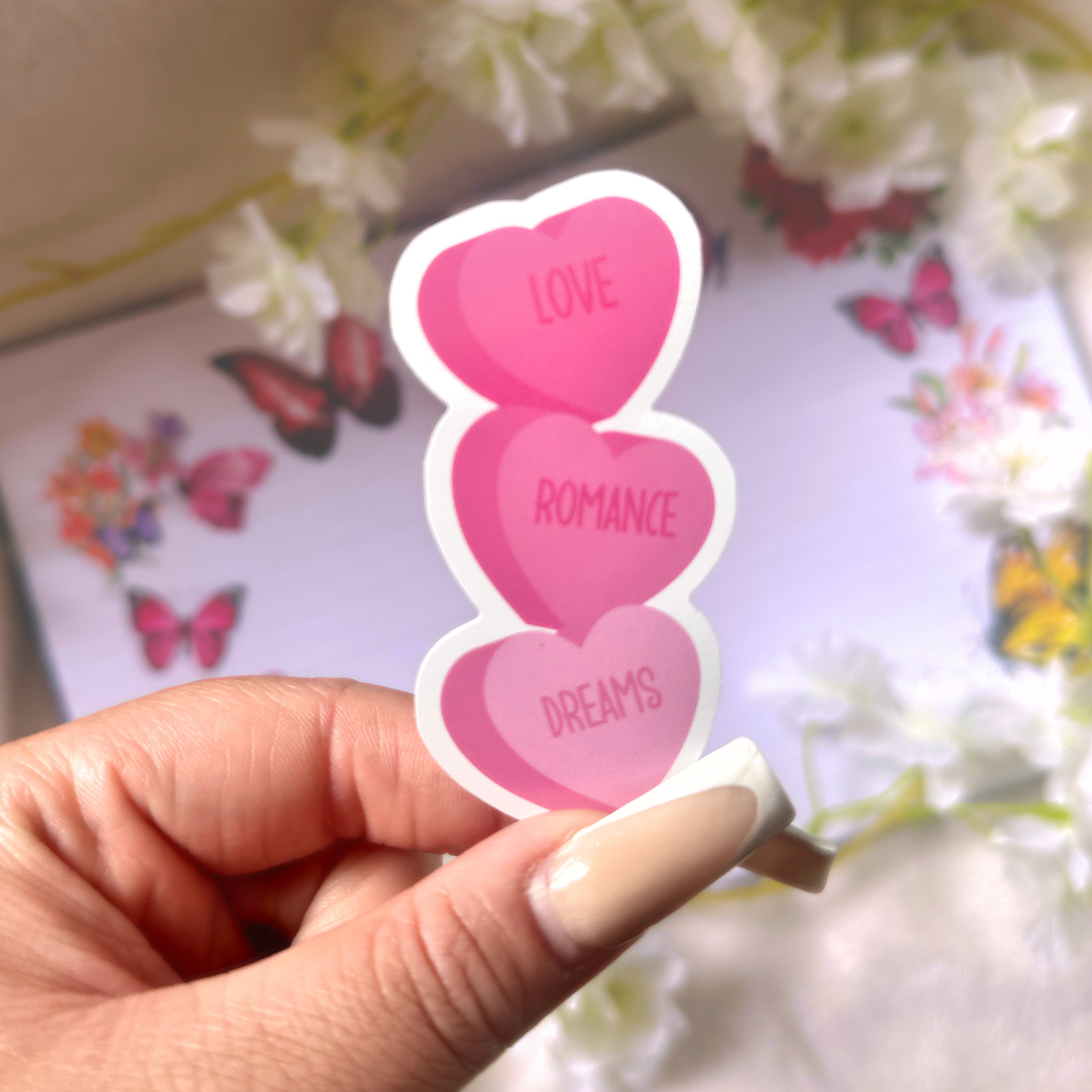 Romance Candy Hearts Vinyl Sticker