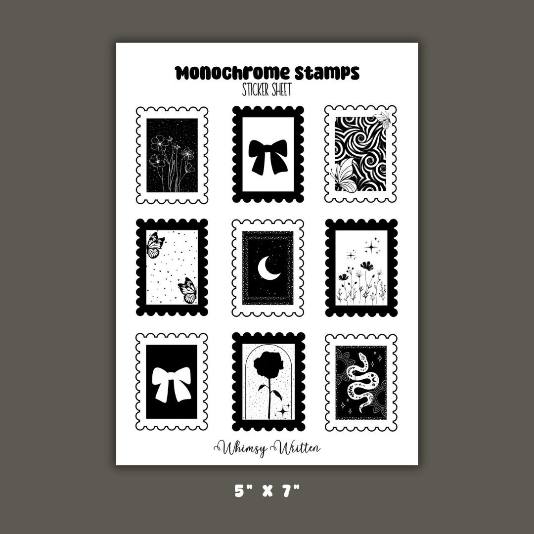 Monochrome Stamps Sticker Sheet