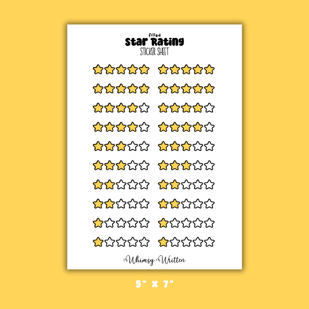 Filled Star Rating Sticker Sheet