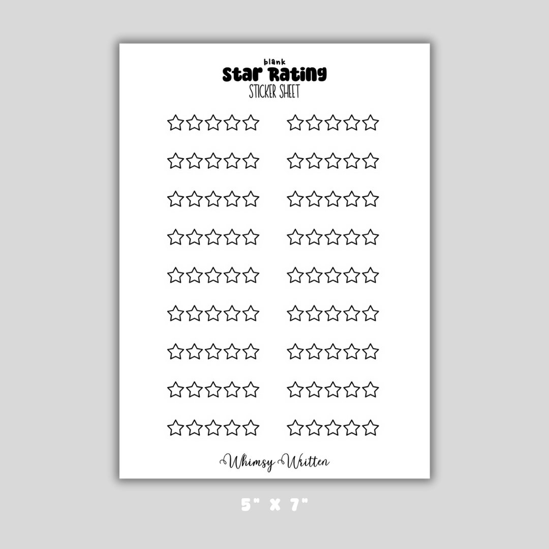 Blank Star Rating Sticker Sheet
