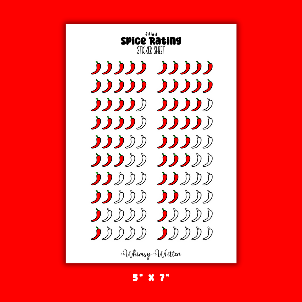 Filled Spice Rating Sticker Sheet