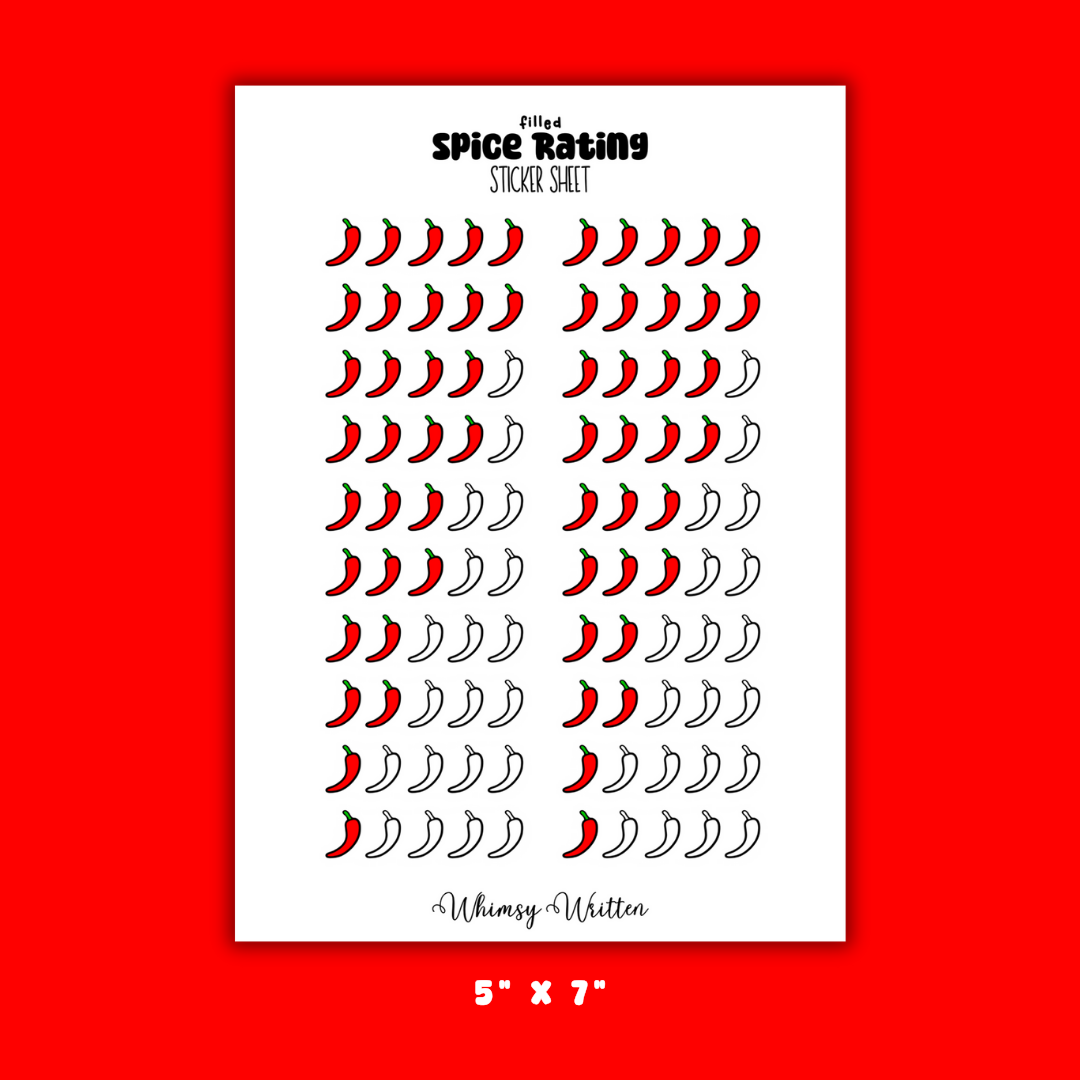 Filled Spice Rating Sticker Sheet