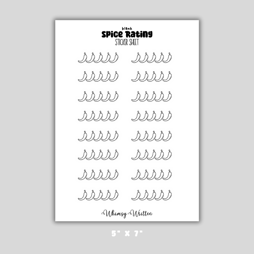 Blank Spice Rating Sticker Sheet