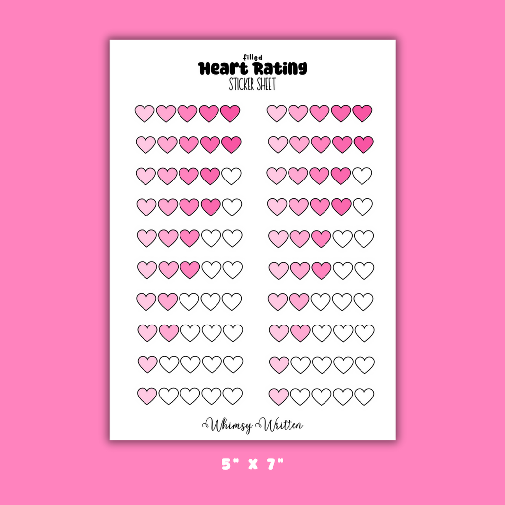 Filled Heart Rating Sticker Sheet