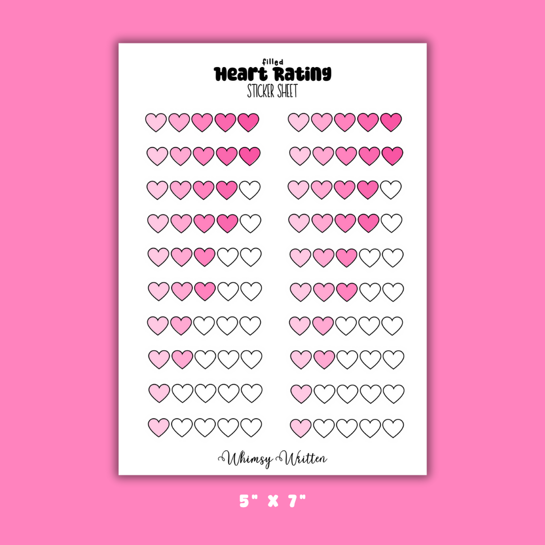 Filled Heart Rating Sticker Sheet
