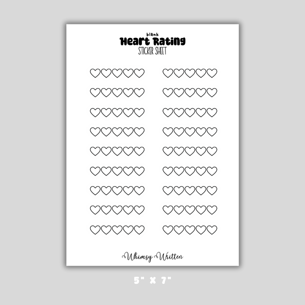 Blank Heart Rating Sticker Sheet