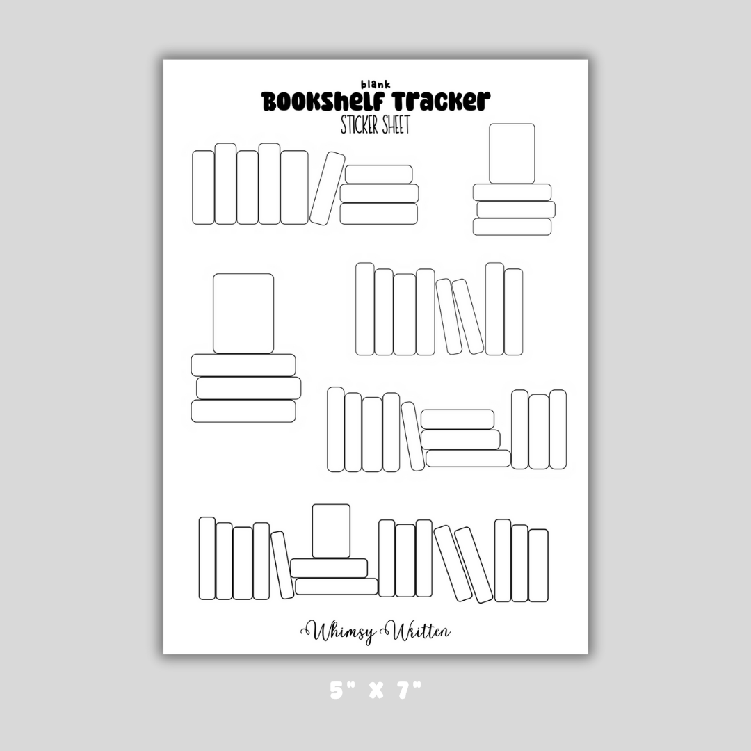 Blank Bookshelf Tracker Sticker Sheet