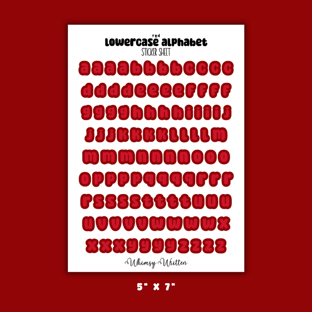 Red Lowercase Alphabet Sticker Sheet