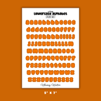 Orange Lowercase Alphabet Sticker Sheet