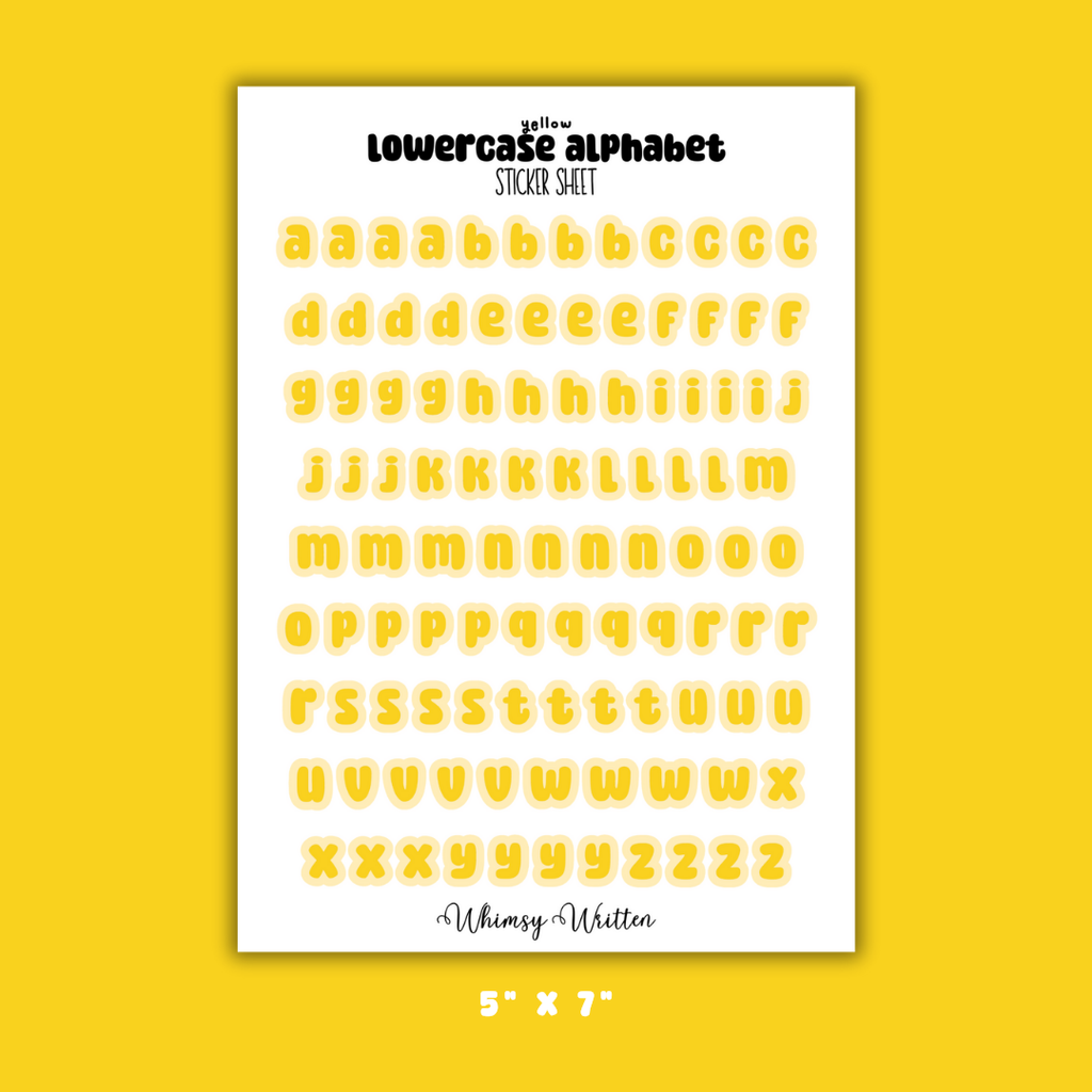 Yellow Lowercase Alphabet Sticker Sheet