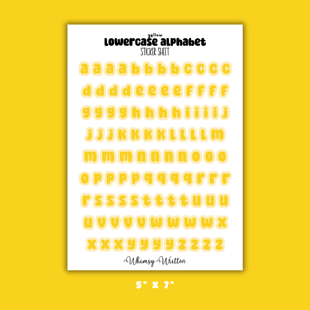 Yellow Lowercase Alphabet Sticker Sheet