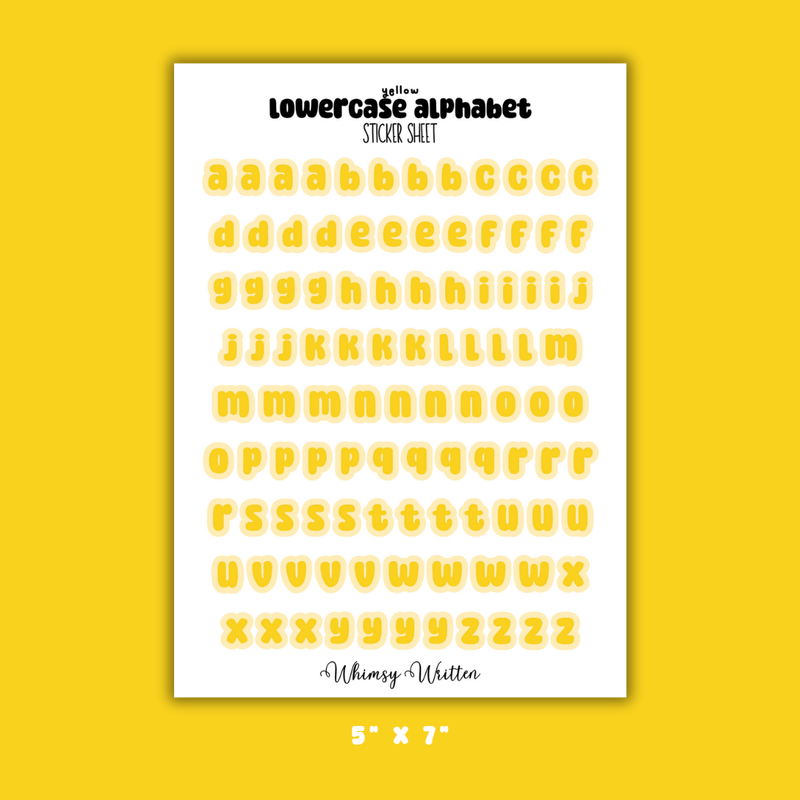 Yellow Lowercase Alphabet Sticker Sheet