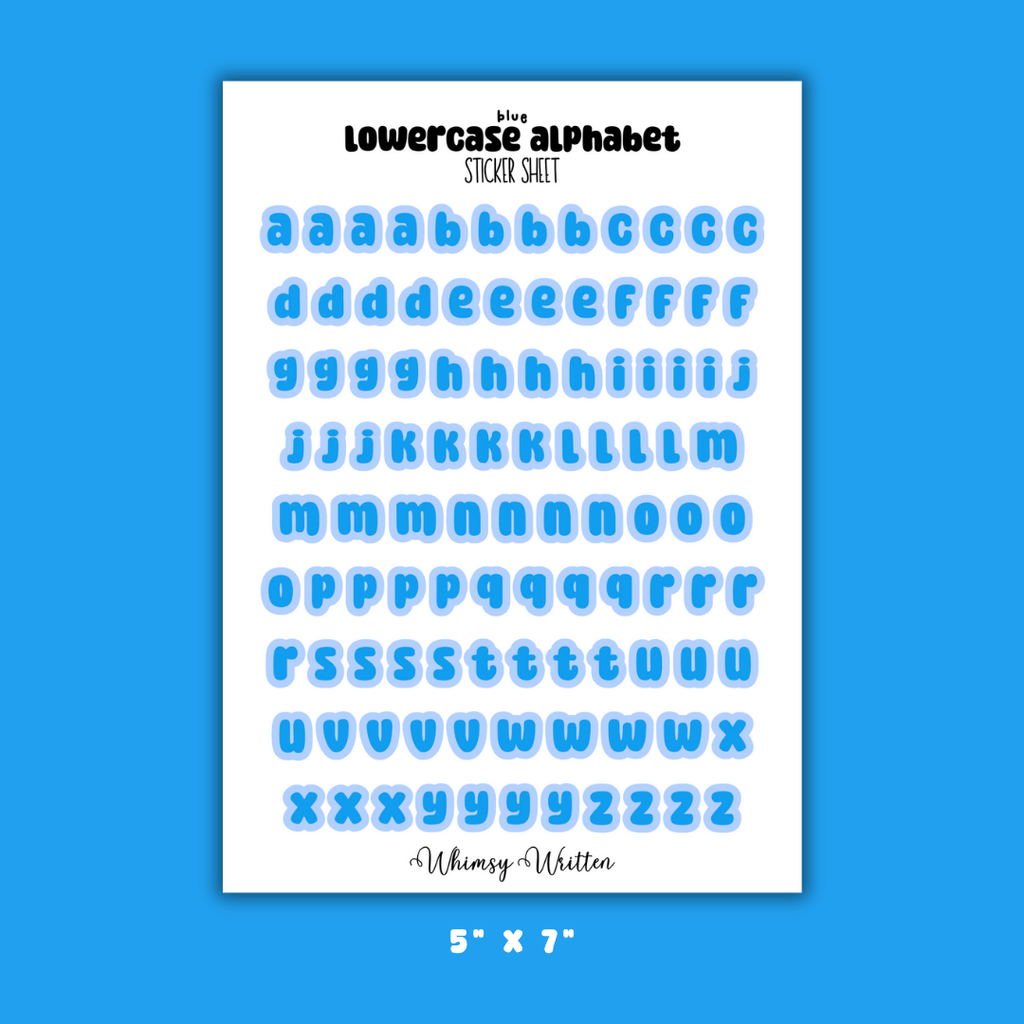 Blue Lowercase Alphabet Sticker Sheet