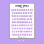 Purple Lowercase Alphabet Sticker Sheet