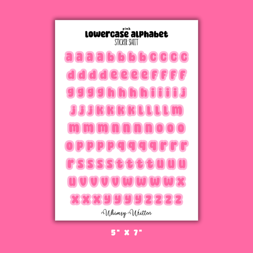 Pink Lowercase Alphabet Sticker Sheet