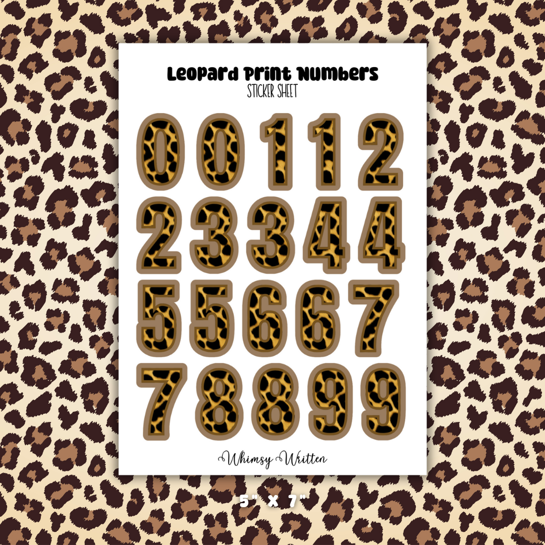 Leopard Print Numbers Sticker Sheet