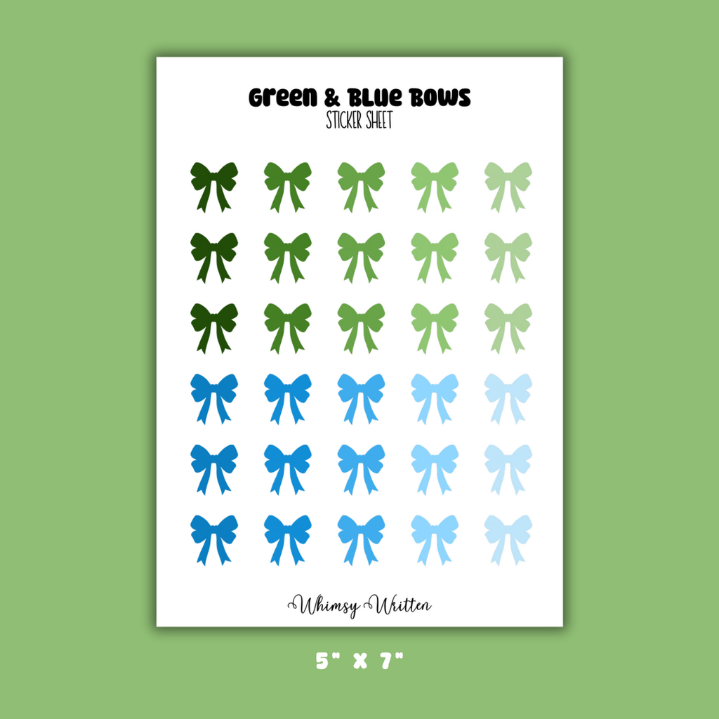 Blue & Green Bows Sticker Sheet