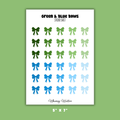 Blue & Green Bows Sticker Sheet