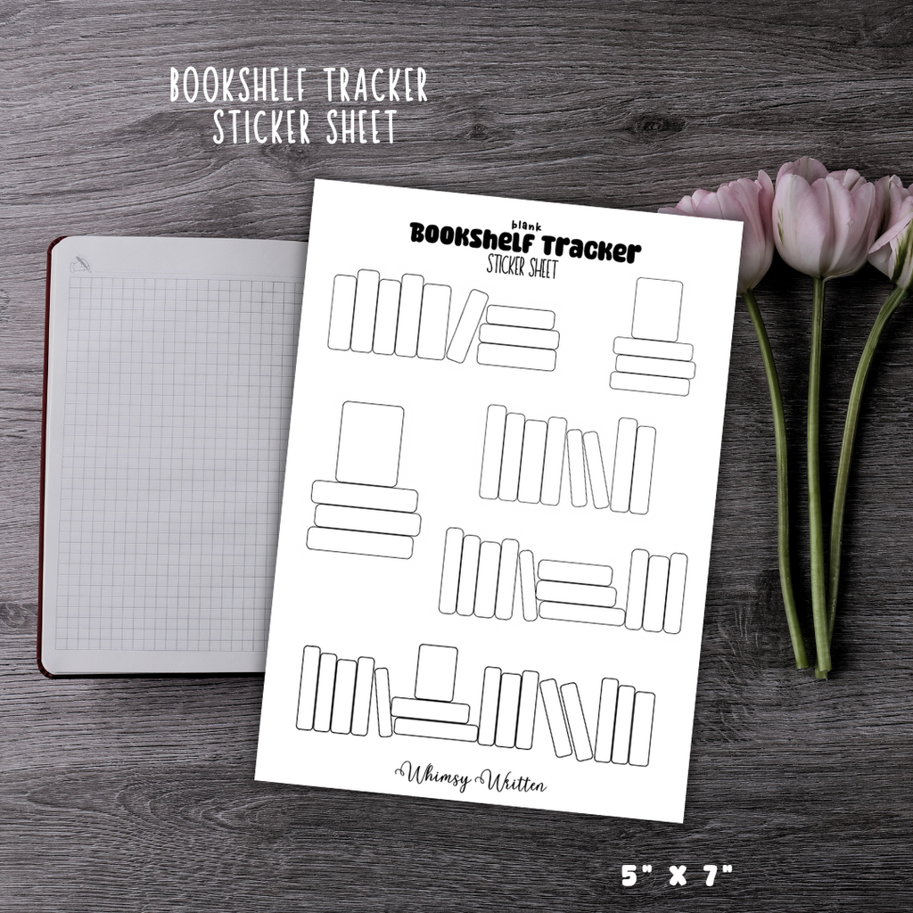 Blank Bookshelf Tracker Sticker Sheet