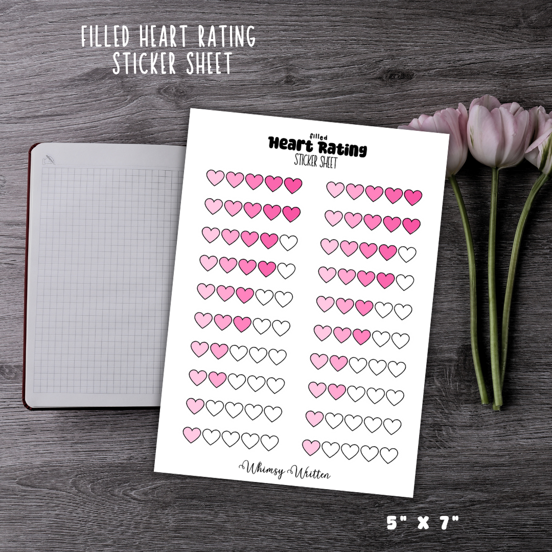 Filled Heart Rating Sticker Sheet