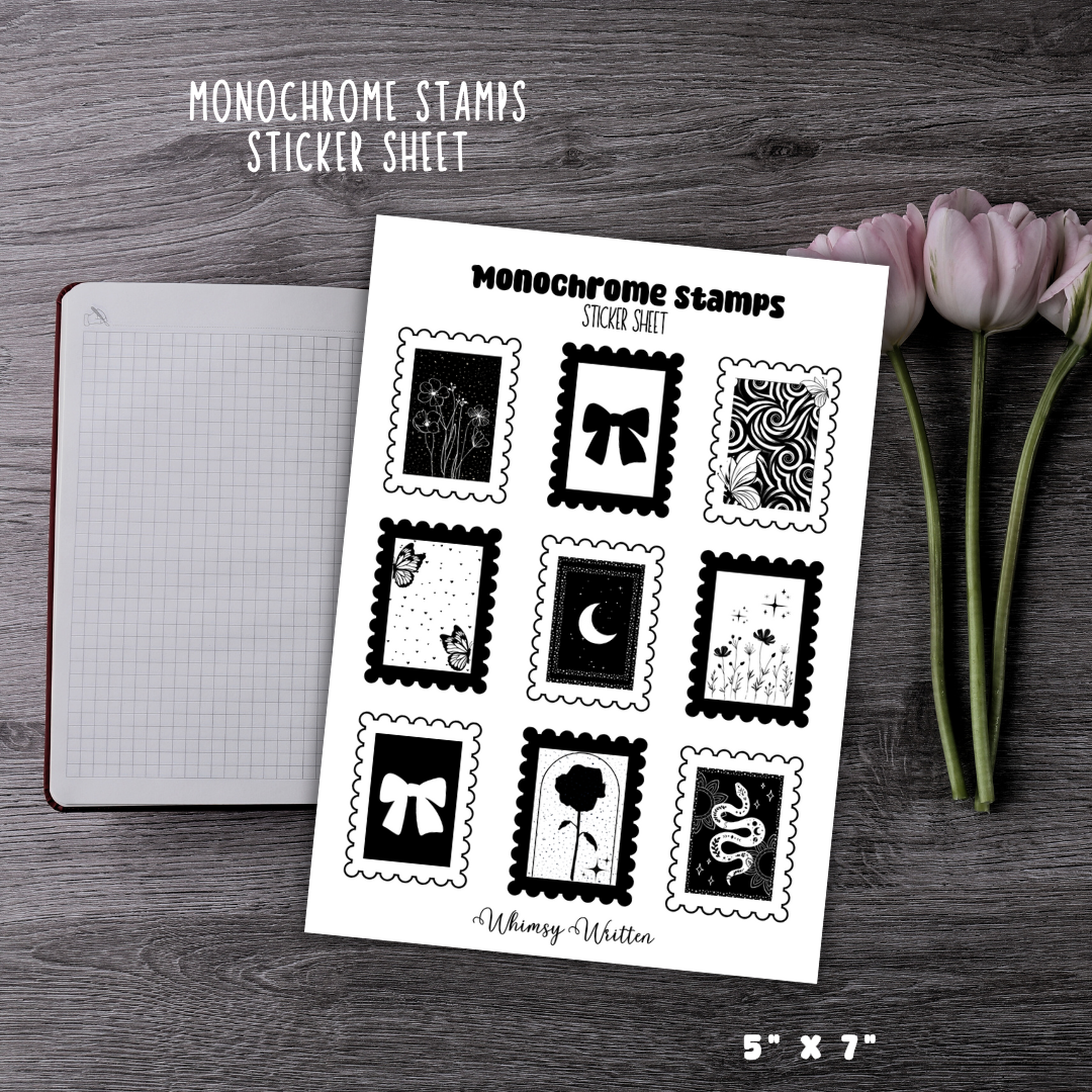 Monochrome Stamps Sticker Sheet