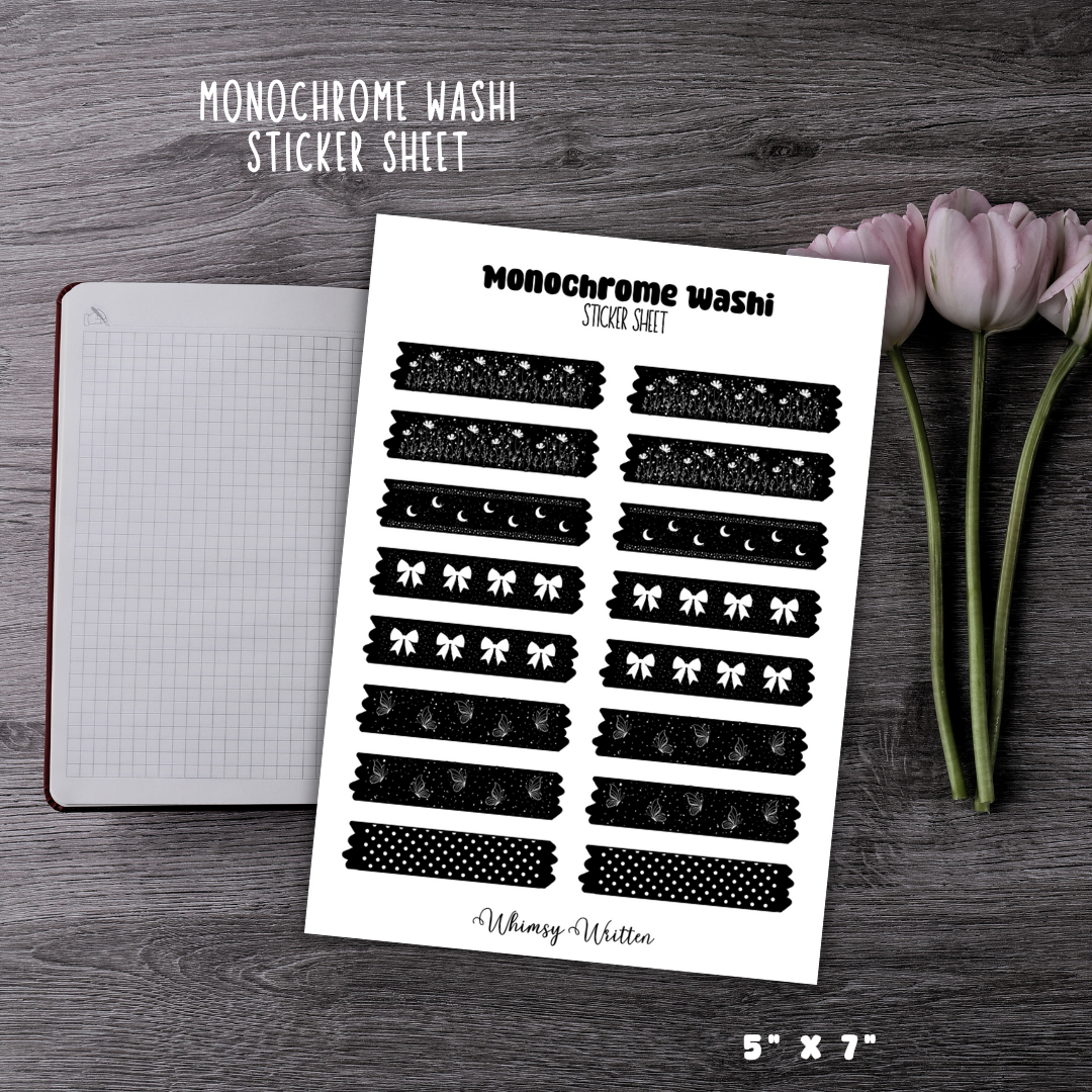 Monochrome Washi Sticker Sheet