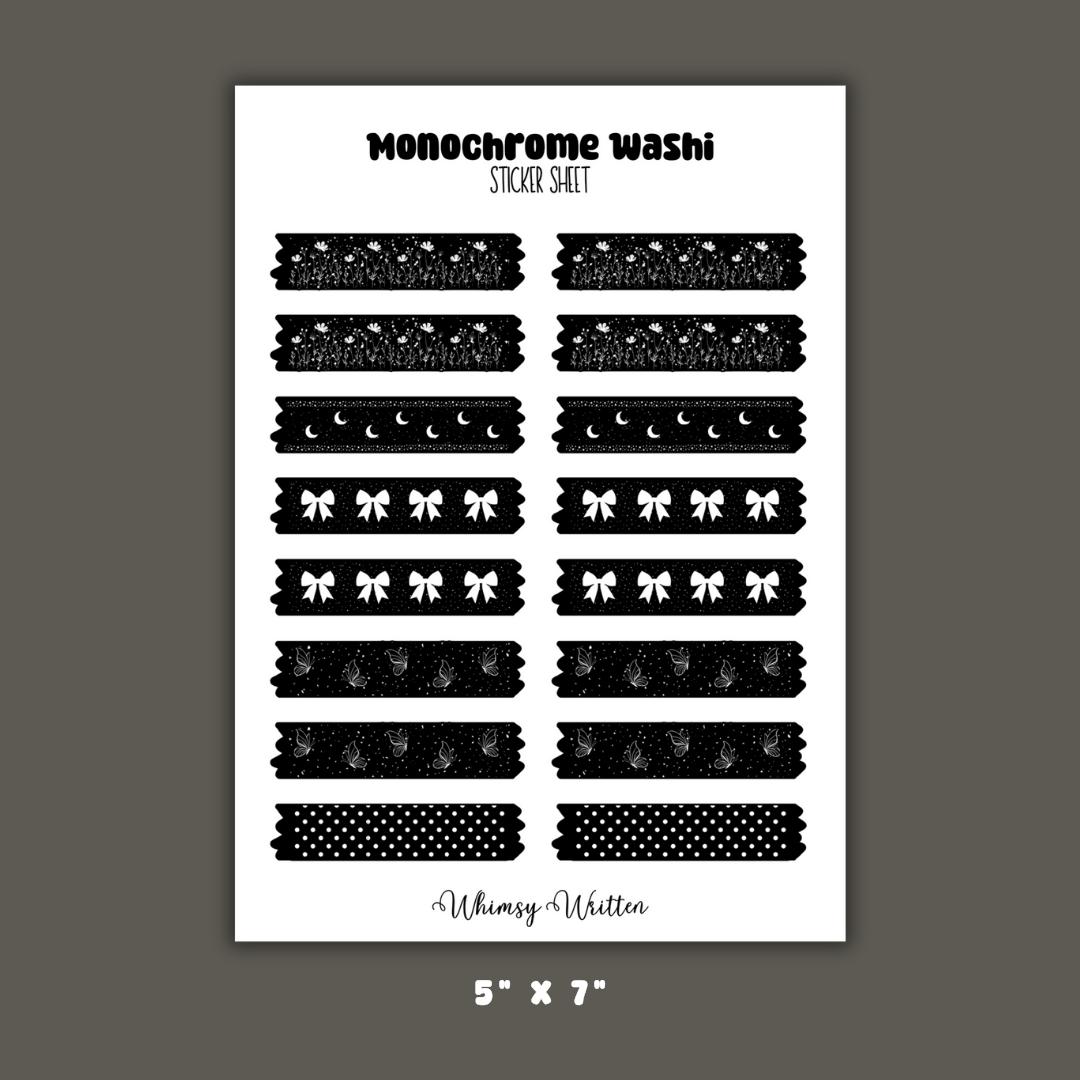 Monochrome Washi Sticker Sheet