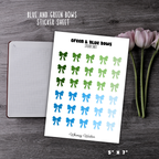 Blue & Green Bows Sticker Sheet