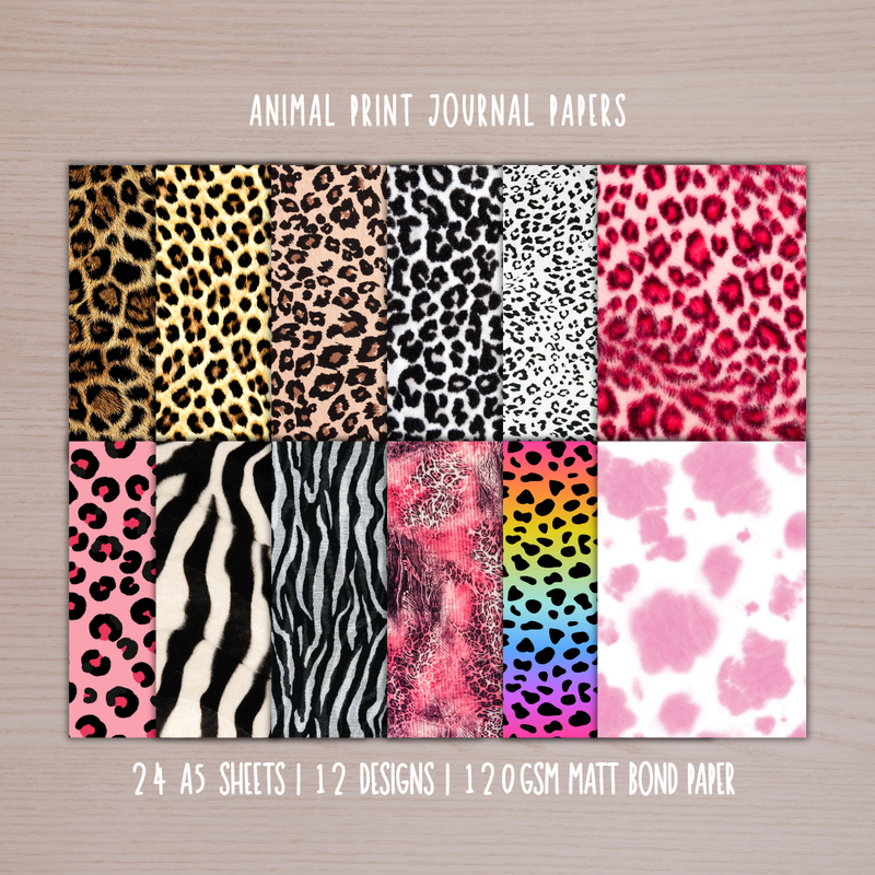 Animal Print Journal/Scrapbook Paper Pack - 24pcs