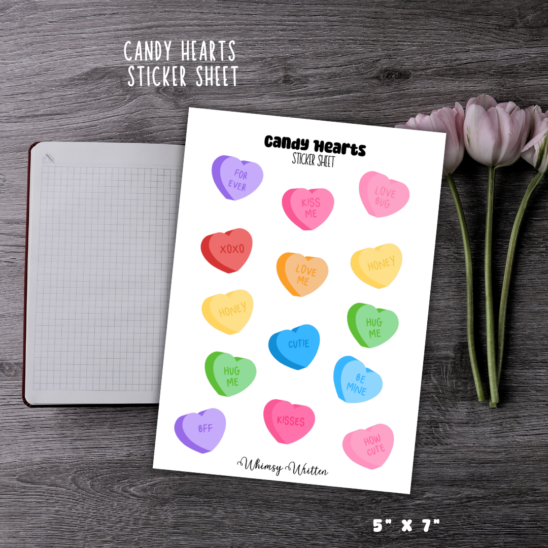Candy Hearts Sticker Sheet