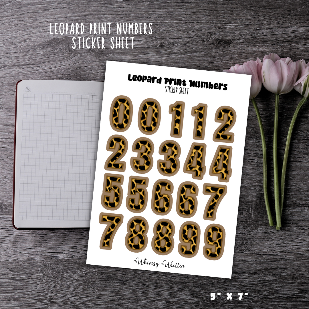 Leopard Print Numbers Sticker Sheet