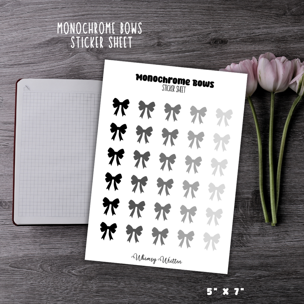 Monochrome Bows Sticker Sheet