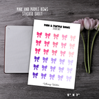 Pink & Purple Bows Sticker Sheet