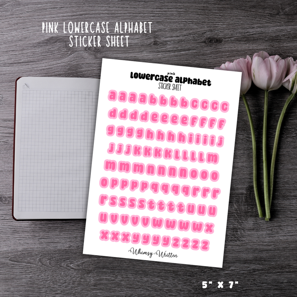 Pink Lowercase Alphabet Sticker Sheet